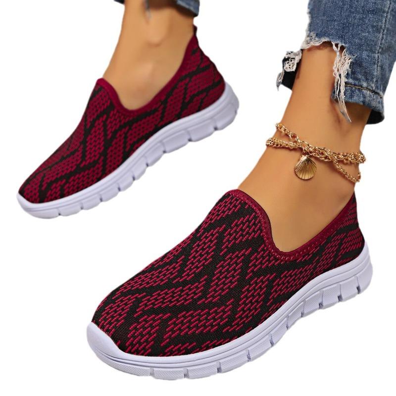 Women‘s Shoes Summer Solid Color Casual Slip-On Flat Breathable Lightweight Large Size Woven.