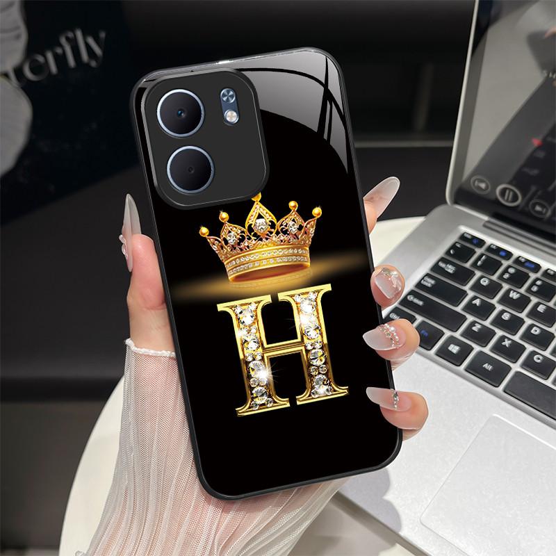 For OPPO A5X 4G 5G CPH2725 Case Fashion Letters Design Hard Tempered Glass Back Covers For OppoA5X A 5X Shockproof Phone Shell