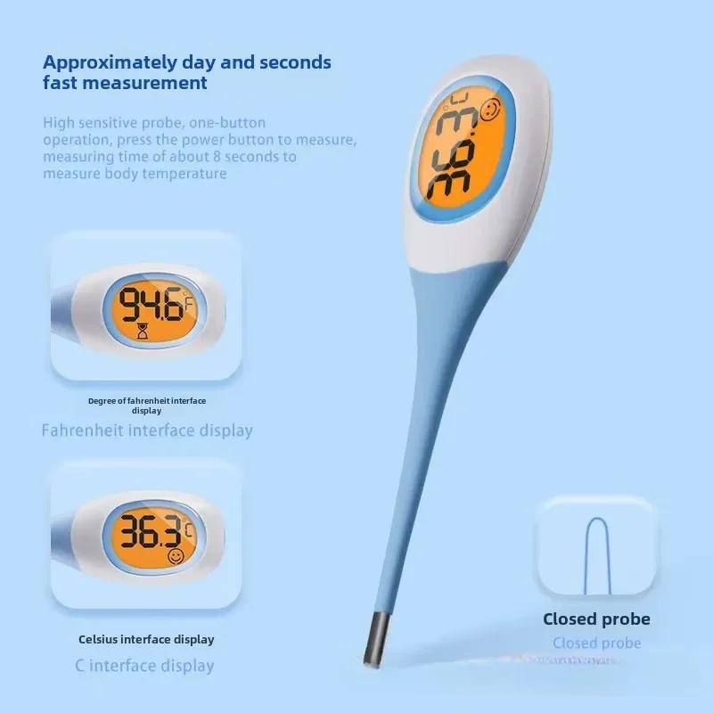 

Новый электронный термометр 8 секунд быстрое измерение для взрослых детей светодиодный для домашних животных собак кошек ротовая полость подмышка ℉/℃ термометр синий