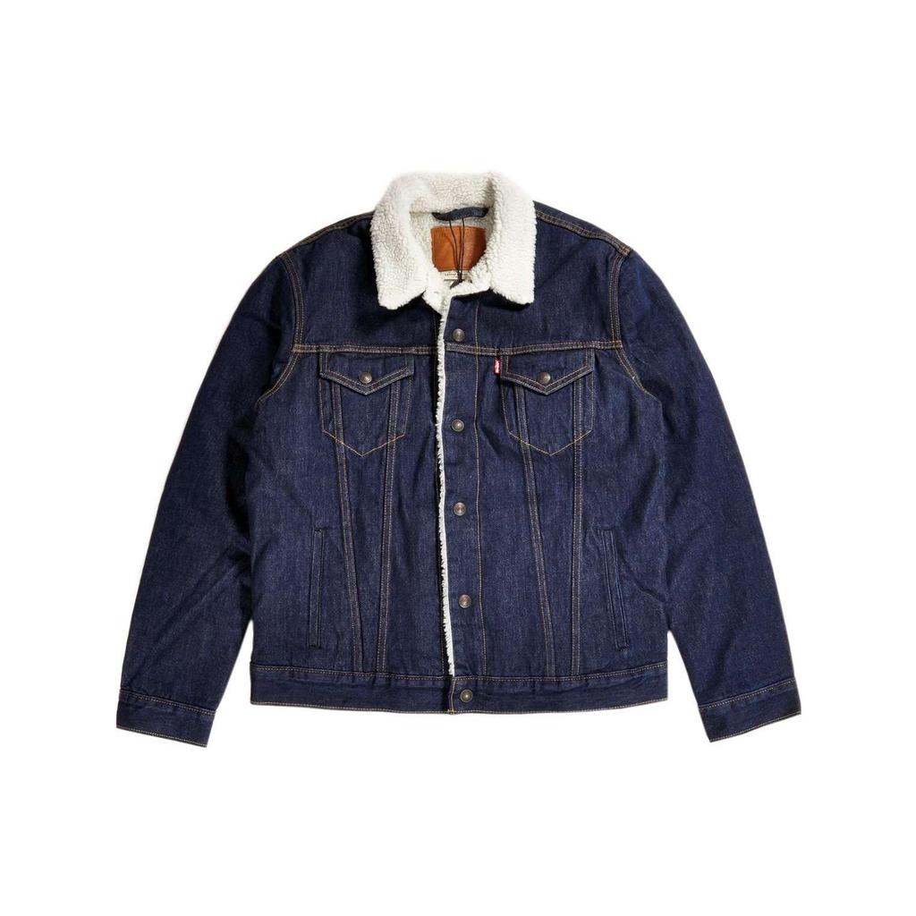Levis Solid Color Single-Breasted Denim Long Sleeve Jacket Men jackets Dark-Blue 16365-0084