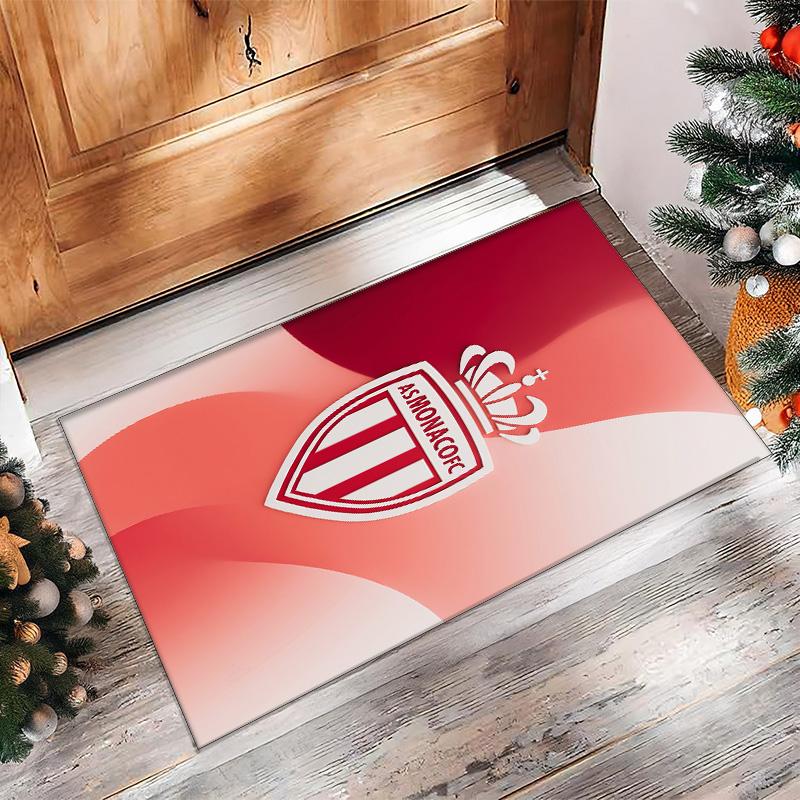 Monaco FC Soccer Football Pattern Soft Area Rug Non Slip Indoor Floor Carpet Sports Decor Mat for Bedroom
