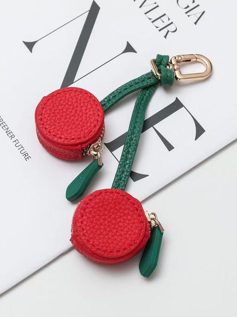 Damen Mode Erdbeere Mini Leder Geldbörse Schlüsselanhänger & Taschenanhänger