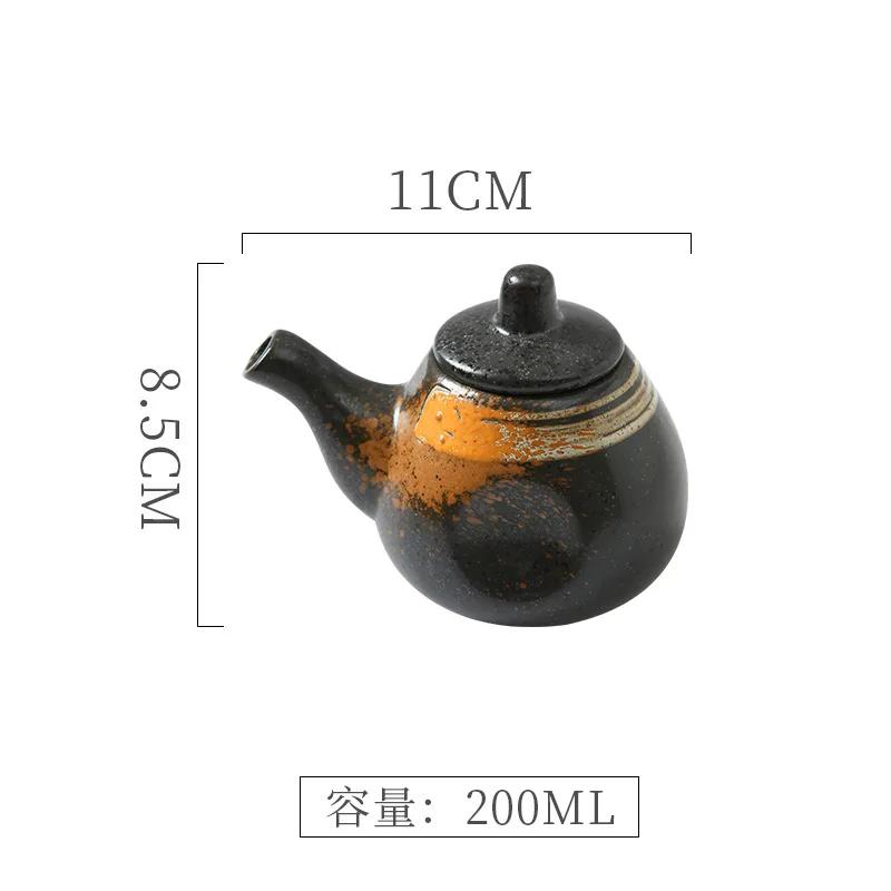 Japanese Retro Ceramic Oil Pot Household Kitchen Utensils Seasoning Pot Oil Vinegar Seasoning Bottle Kitchen Ceramic Tableware