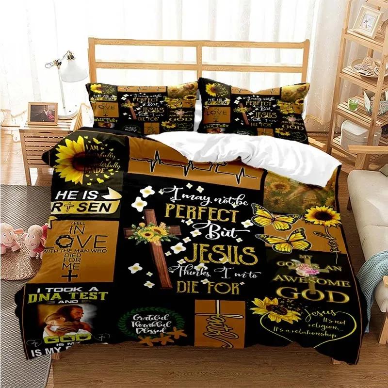 3D Jezus Maagd Maria Comfortabel Dekbed Dekbedovertrek Kussensloop Beddengoed Set Kinderkamer Decoratie Huis Textiel