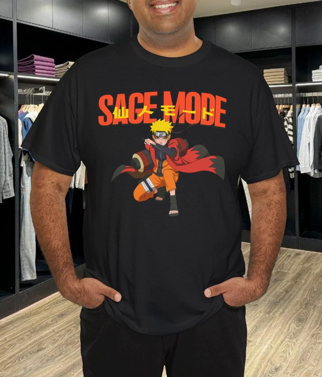 

Naruto Sage Mode Anime Graphic Tee Ninja Warrior Red Cloak Cool Japanese T-Shirt S