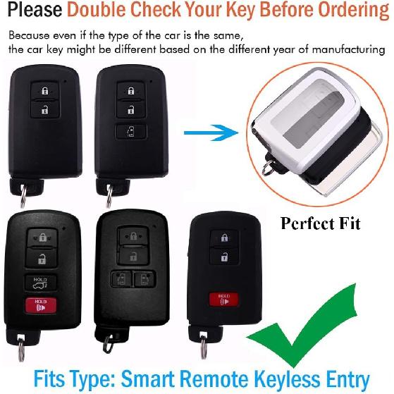 SANRILY 1Pcs Car Key Fob Cover for Toyota Camry RAV4 Corolla Tacoma Noah Esquire Sienta Keyless Entry Remote Key Case Shell with Keychain Silver