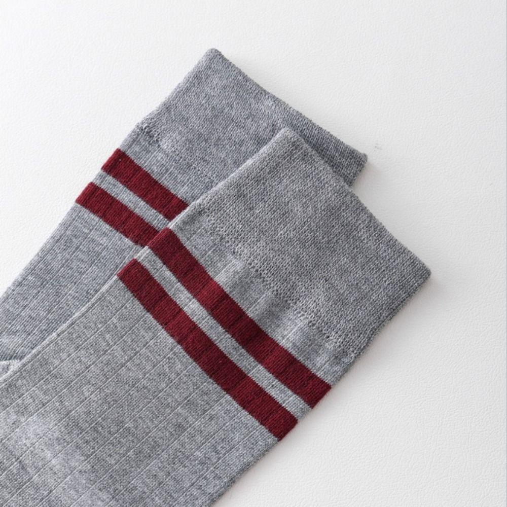 2Pairs Breathable Two Toe Tube Socks Stripe Toe Separator Socks Fashion Toe Mid Calf Socks Daily