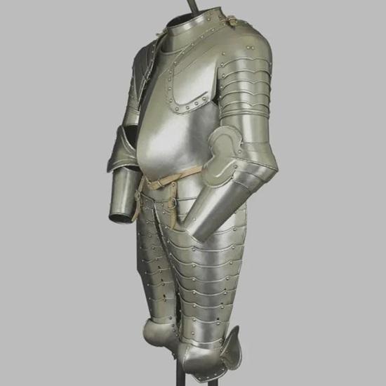Medieval Steel Knight French Polished Armor Suit Half Body Armor Knight Cuirass With Tassets, Arm Guard,Gorget Larp  Reenactment Costume
