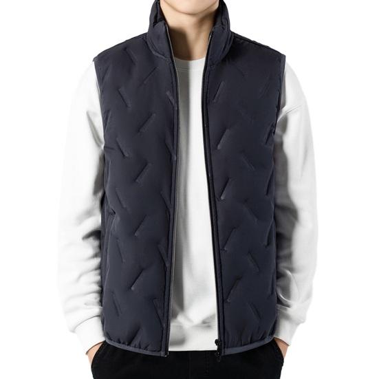 

Мужской зимний однотонный теплый жилет с воротником-стойкой, без рукавов, прямоугольные рельефные карманы, планка на молнии, однотонный повседневный жилет, пальто 4XL серый