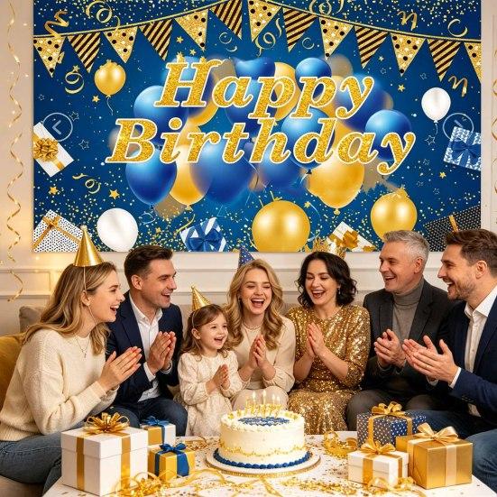 Happy Birthday Banner Hintergrund, Party Foto Hintergrundtuch für Feier, Girlande Flaggen Dekoration für Kinder Frauen, Happy Birthday Zubehör