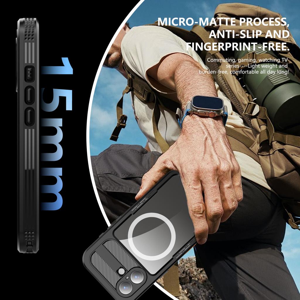 REDPEPPER For iPhone 17 IP68 Waterproof Case Clear Back Phone Cover Compatible with MagSafe