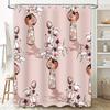 Luxury Floral Print Bath Curtains for Bathroom Decor in Pink and White Waterproof Fabric Shower Curtain with Metal Hook Rings Se