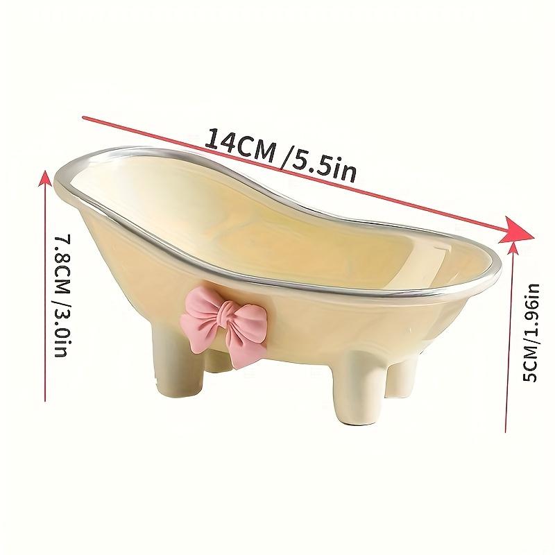1pc Cute Creative Bathtub Soap Dish with Bowknot, Material Portable Storage Soap Holder, Bathroom Accessory, Bath Accessories