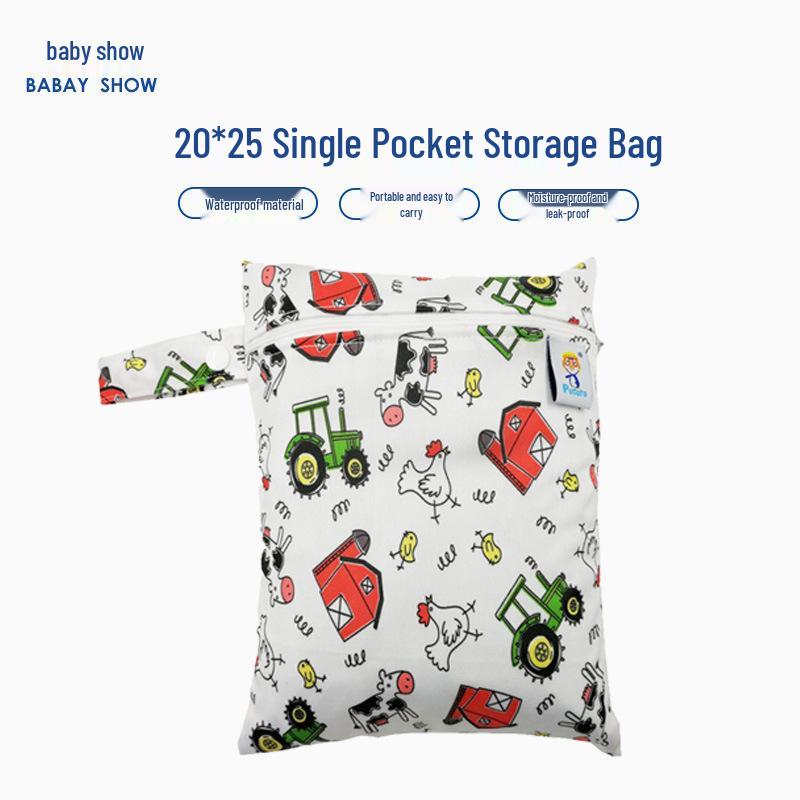 20x25CM Cartoon Print Waterproof Storage Bag - Single Pocket, Wet/Dry, for Baby Stroller
