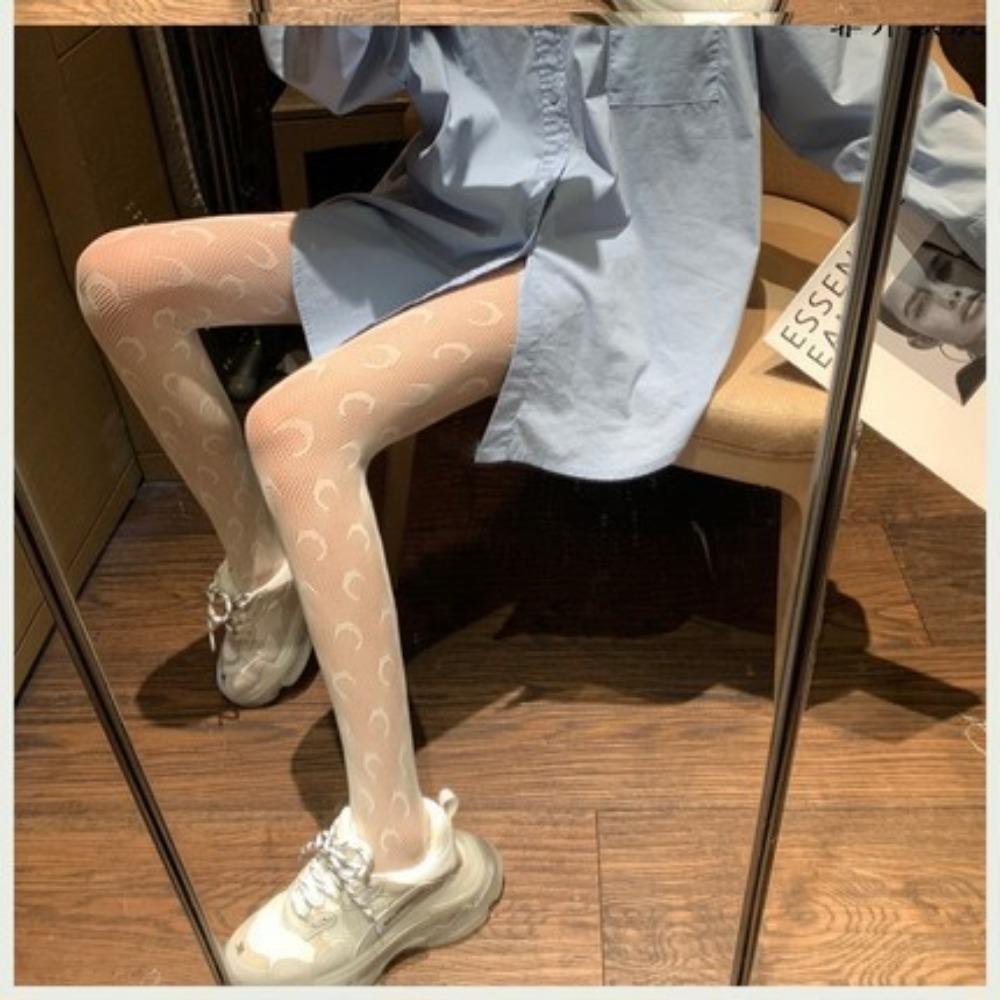 Internet Celebrities Letter Pantyhose Leggings, Moon Stockings Fishnet Stockings Leggings