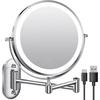 Double-sided Wall Mounted Makeup Mirror 360° Rotating Telescopic Makeup Mirror  Bathroom