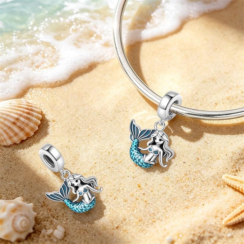 925 Silver Luminous Blue Ocean Series Octopus Starfish Charms Beads For Women Fit Bracelet DIY Jewelry Gifts