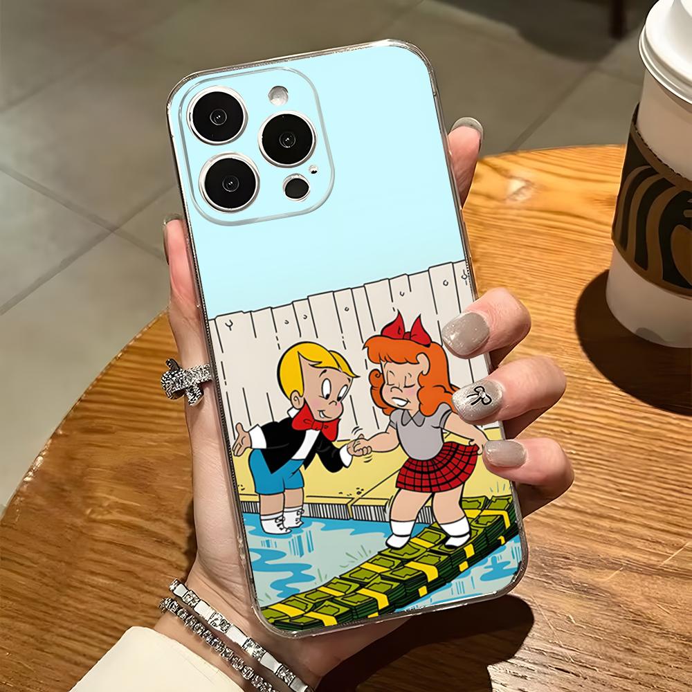 Cartoon Richie Rich Phone Case For Iphone 15 Pro Max 14 Plus 11 12 Mini 13 Pro 7 8 X XR XS SE Transparent Back Cover