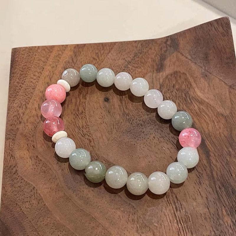 

Браслет клубнично-молочного розового цвета: Милая игрушка-вертушка из персидского жадеита ручной работы