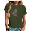 Women's Fashion Casual Printed Round Neck Short Sleeved Pullover T-Shirt Top