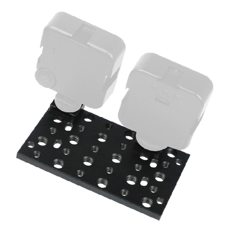 1/4 in and 3/8 in Mount Hole Camera Plate with Two Cold Shoe Holders, Metal Expansion Mount for Camera Support Arms and Extra Video Gear