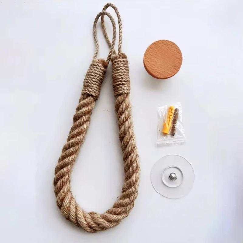 1-10PCS Rustic Rope Toilet Paper Holder No Drilling Adhesive Mounted Bathroom Storage Rack Towel Rack for Home and Hotel