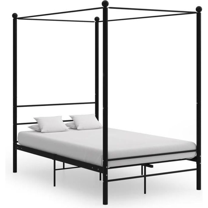 VidaXL Black Metal Canopy Bed Frames 140x200 Cm