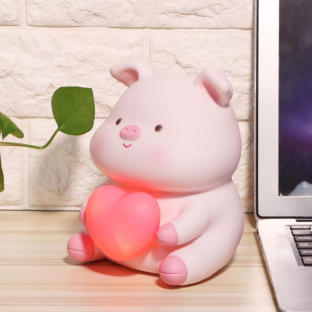 Niedliches Cartoon Sparschwein Spardose Glas mit Nachtlicht Heimdekoration Kindergeschenk Typ A