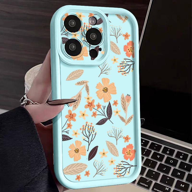 For iPhone 17 Pro Max 17 Air 16 15 14 13 Cover Floral Patterned Shockproof Solid Color Soft Phone Case