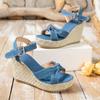 Womens Sandals Fashion Platform Sandals Summer Denim Canvas Casual Sandal Thick Soled Wedge Sandals for Women Sandalias De Mujer