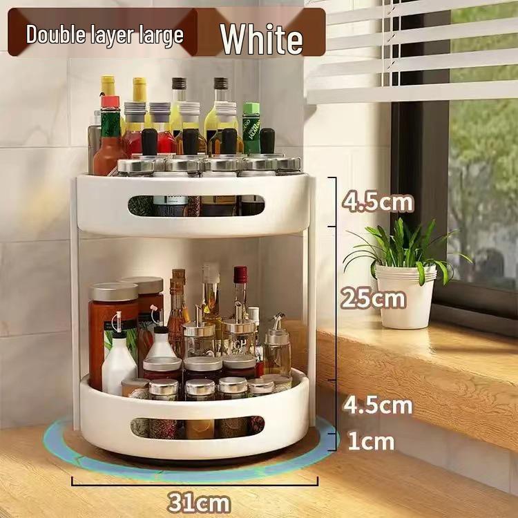 360° Rotating Spice Rack: Multifunctional Kitchen Condiment Storage Box