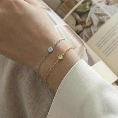 Minimalist European-American 18k Gold Plated Stainless Steel Diamond Chain Bracelet