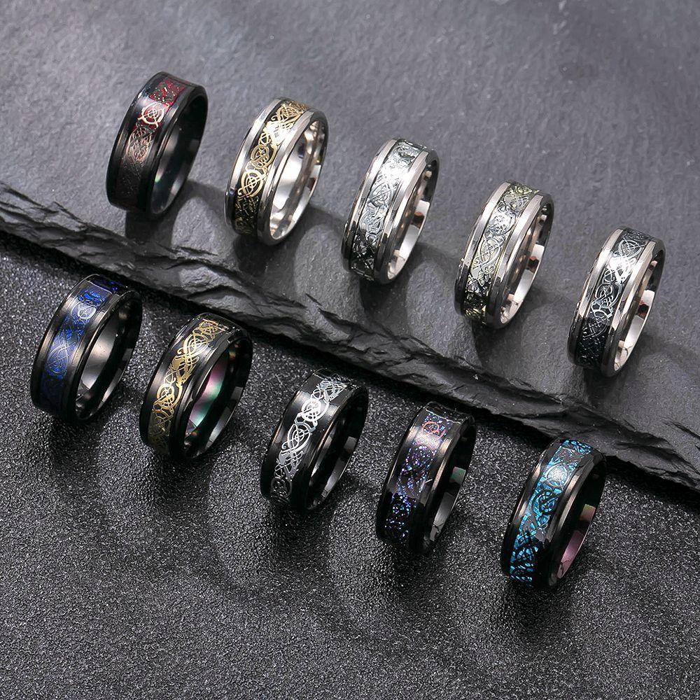 

Titanium Steel Ring Two-tone Dragon Pattern Unisex Fashion Personality Stainless Steel Jewelry Factory 9No.