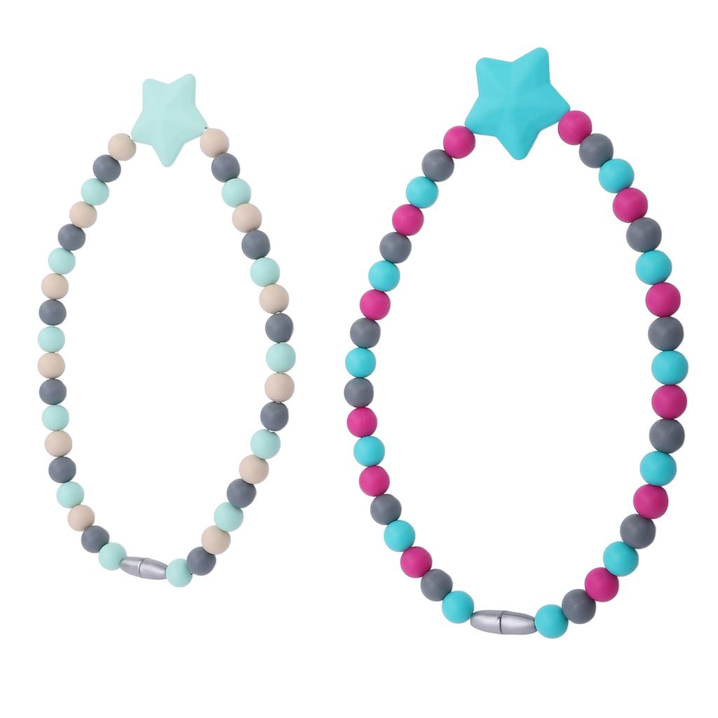2pcs Sensory Necklaces 19.69in Silicone Necklace Adjustable Strap Fashionable Sensory Toy for Children