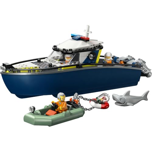 LEGO City Police Boat Chase Toy - Birthday Present, Building Blocks, Educational Toy for Boys and Girls, Ages 6, 7, 8, 9, Includes Police Car, Vehicle