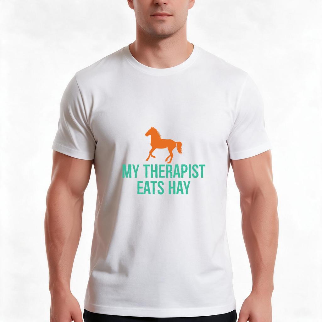 My Therapist Eats Hay Design For Horse Lovers Tshirt Summer Casual Cotton Tee Oversized Streetwear Tops Unisex Unisex Unisex