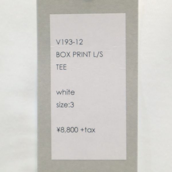 Unused VAST222 19ss Made In Japan Print Long Sleeve Sweat Trainer 3 White Men's Used