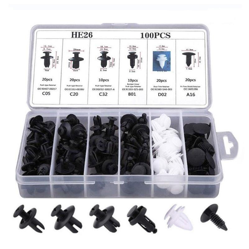

100 шт., комплект автозастежек, заклепки для крыльев, зажимы для кузова автомобиля, фиксатор, заклепка, бампер, обшивка двери, фиксатор панели автомобиля