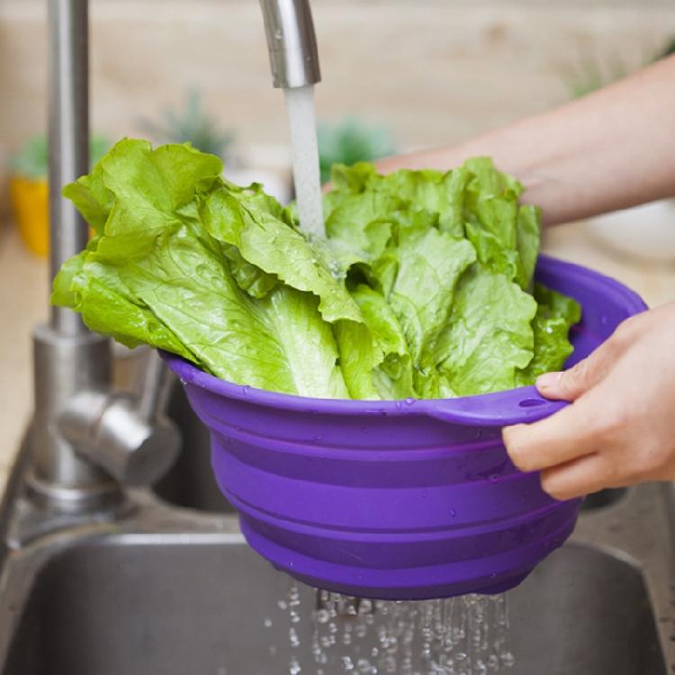 Foldable Silicone Colander Fruit Vegetable Washing Basket Strainer Collapsible