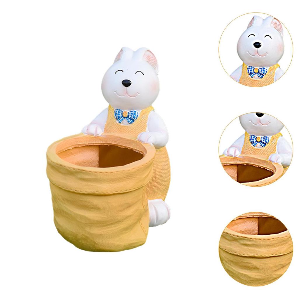 Flower Pot Decorative Pen Holder Storage Case Sculpture Animal Plant Pot Garden Figurine for Living Room Home Yard Balcony Lawn