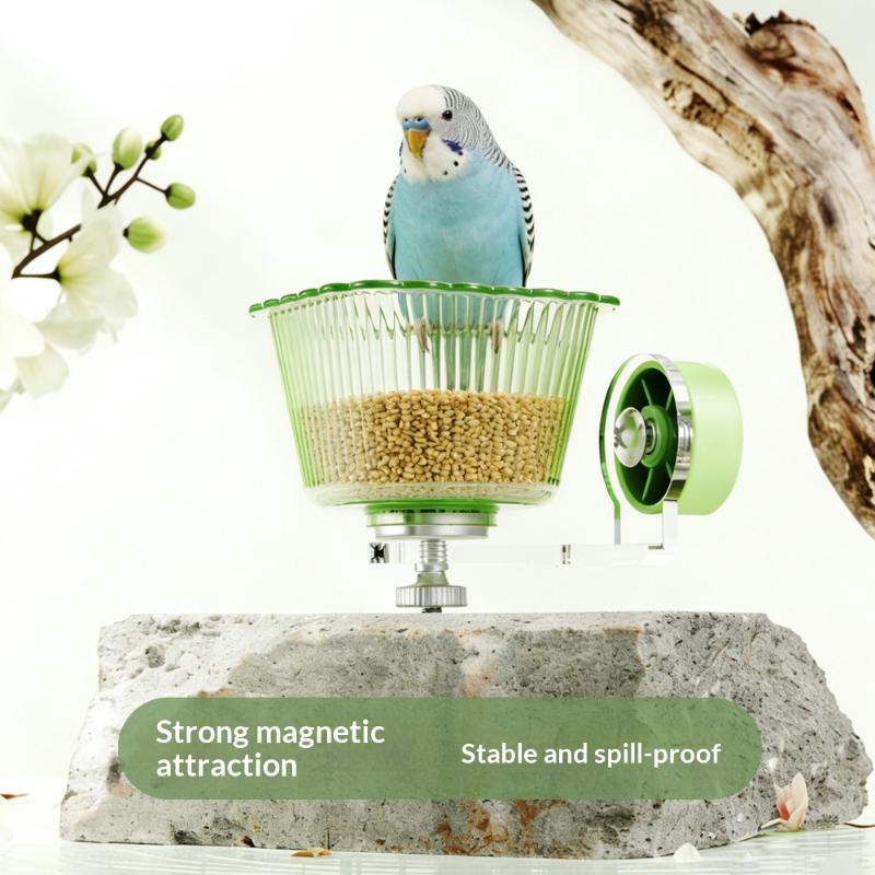 Pet Feeder Parrot Bird Feeder Box Magnetic Suction Basin Bowl Container Parrot Food Water Feeding Supplies Bird Cage Accessories