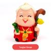 Longevity God Grandma Birthday Cake Topper with Plum Blossom Fan