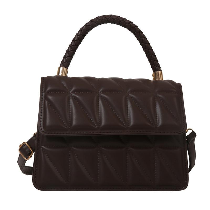 

Chic Pu Leather Small Shoulder Bag For Women With Quilted Diamond Pattern And Magnetic Closure кавовий
