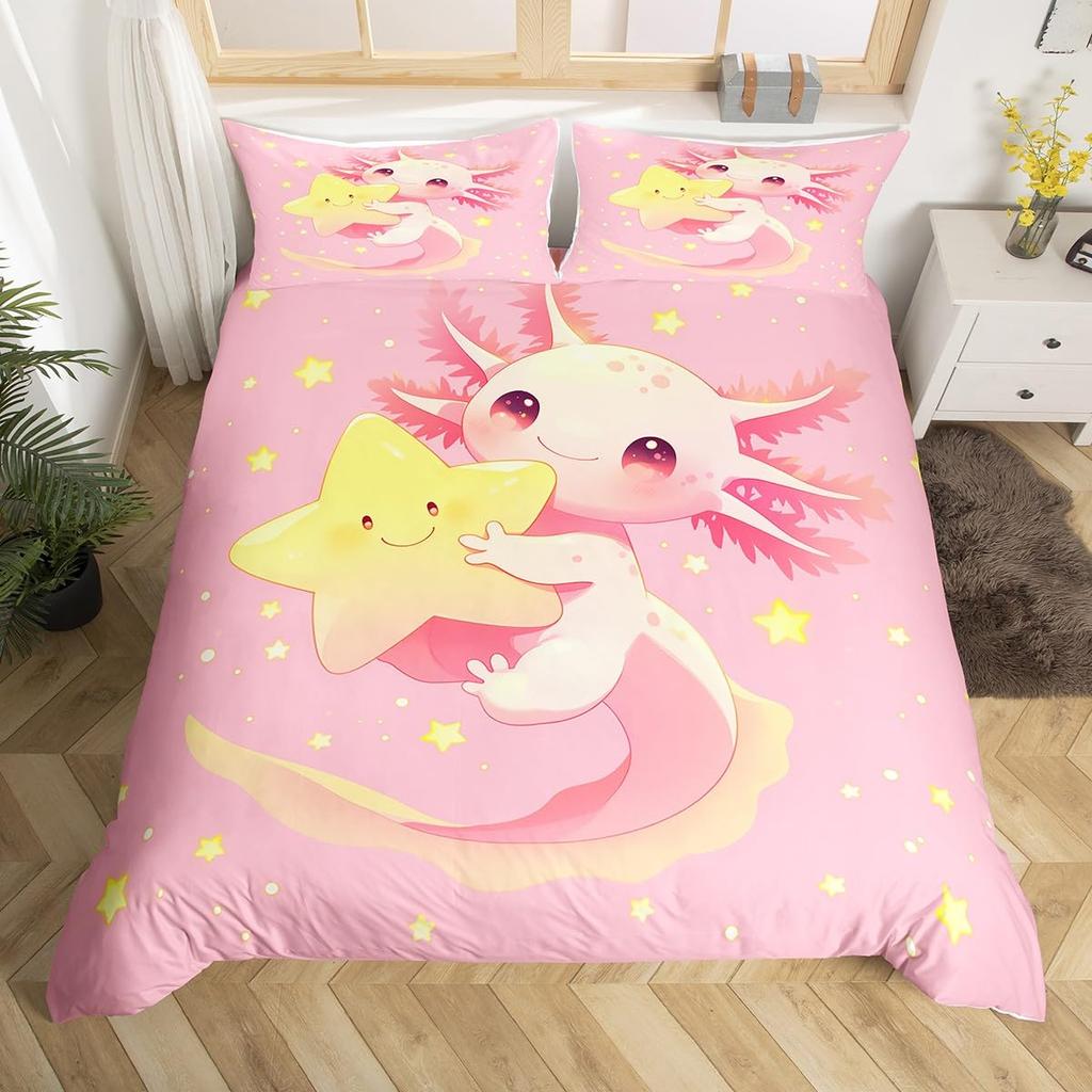 Ocean Sealife Duvet Cover Full Sizecartoon Salamander Comforter Cover Boys Girls Teens Bedspread Cover 3Pcs With 2 Pillowcases