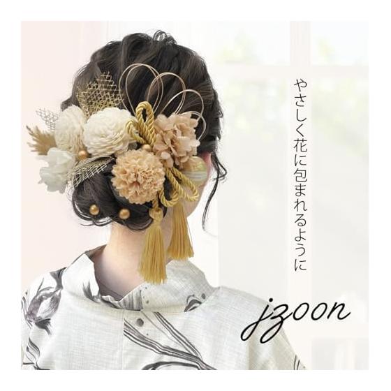 [JZOON] Hair Accessories for Coming-of-Age Ceremony, 10 Colors, Dried Flowers, Artificial Flowers, Mizuhiki Cord, Hair Ornaments, Wadamama, Baby's