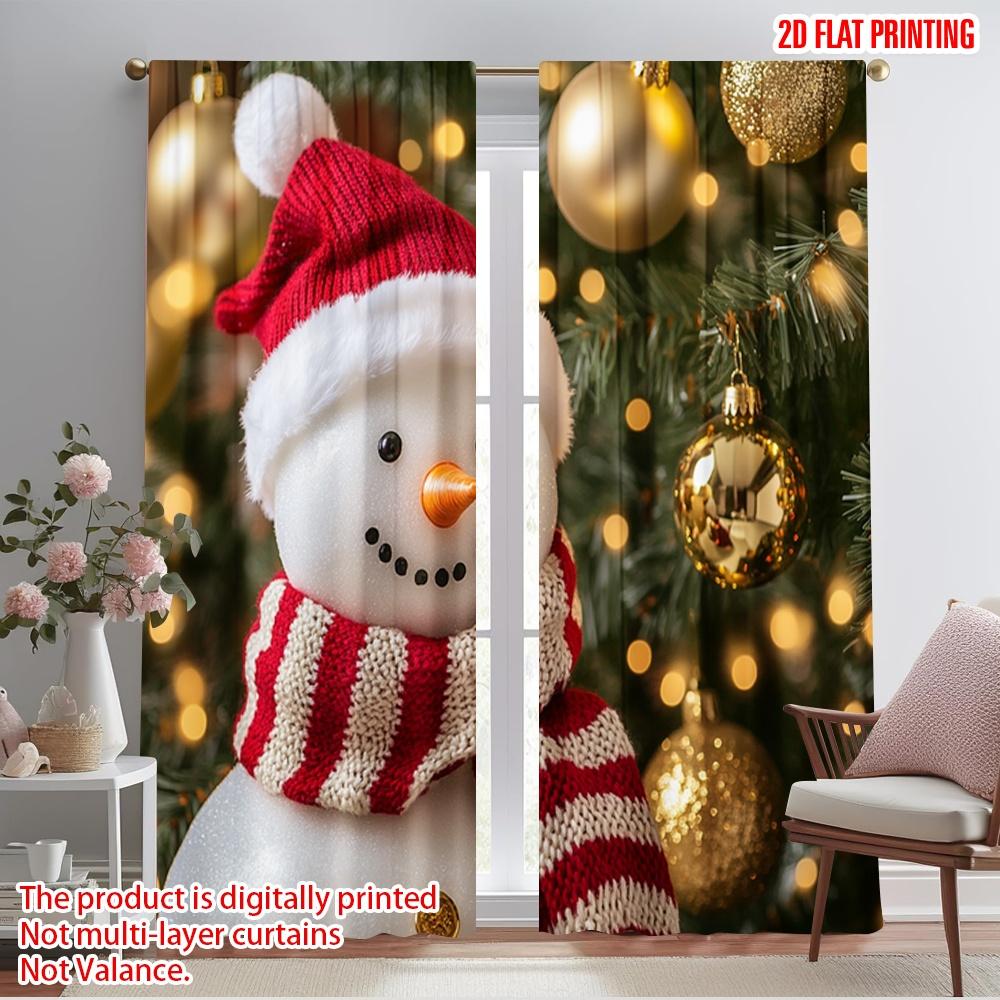 

2pcs,2D plane printing Curtains Roller Blinds Cute Snowman Christmas Ornaments_b (3) Polyester Easy Install (without rod) Home 52.50×116.00 CM 2pcs