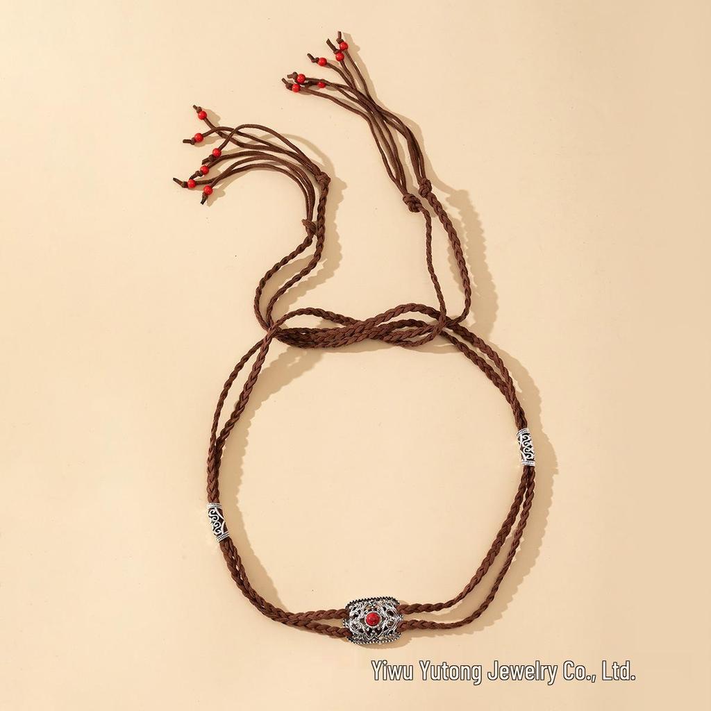 Exotic Men's & Women's Ethnic Headbands: Mongolian Tibetan Woven Tassel Hair Ties & Headwear.