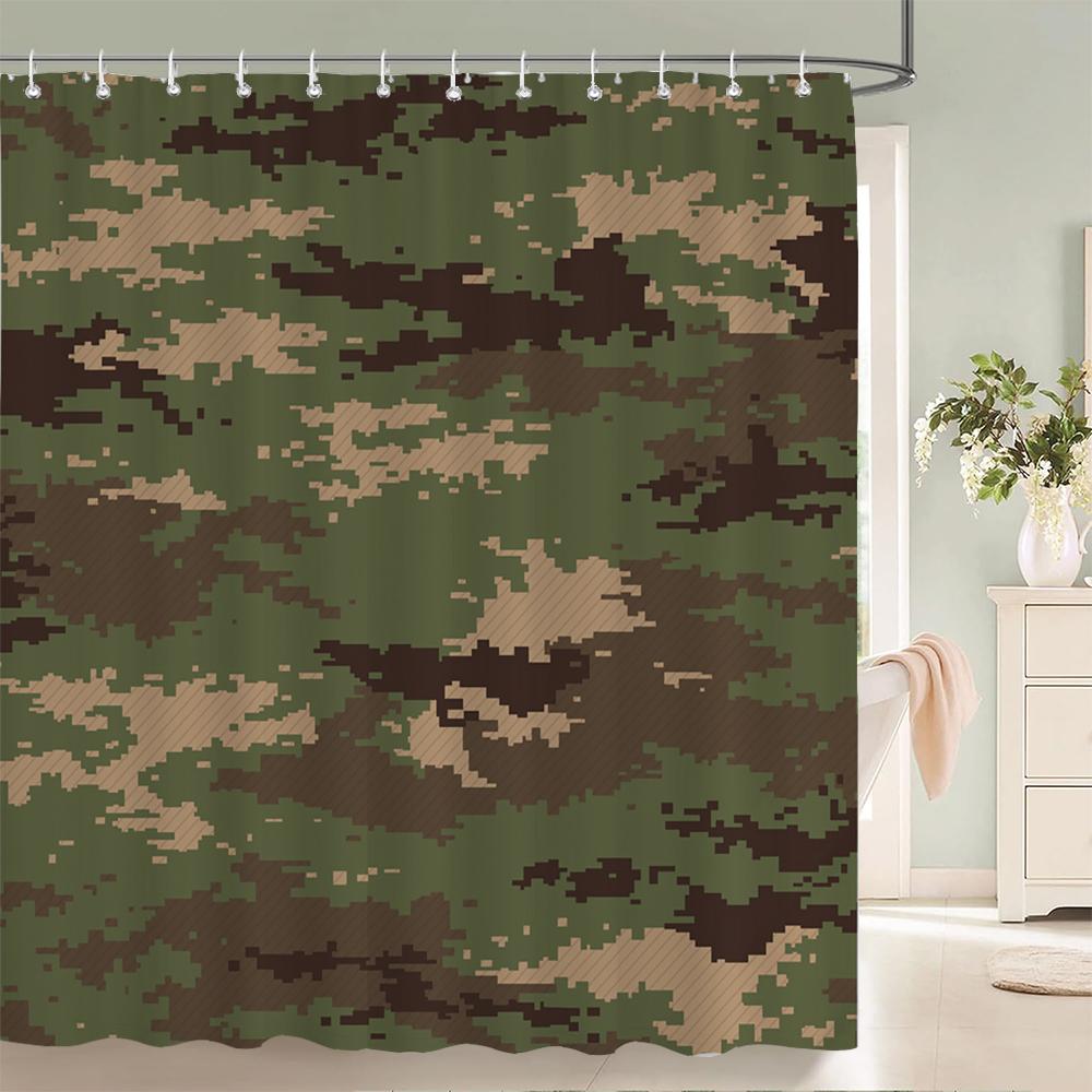 Green camouflage pattern Shower Curtains Waterproof Fabric Floral Bath Curtains For Bathroom Bathtub Curtain With Hooks