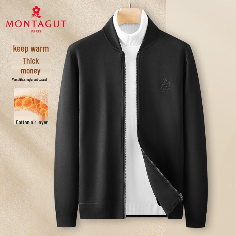 MONTAGUT Men s Warm Air Layer Baseball Collar Sweatshirt 2XL