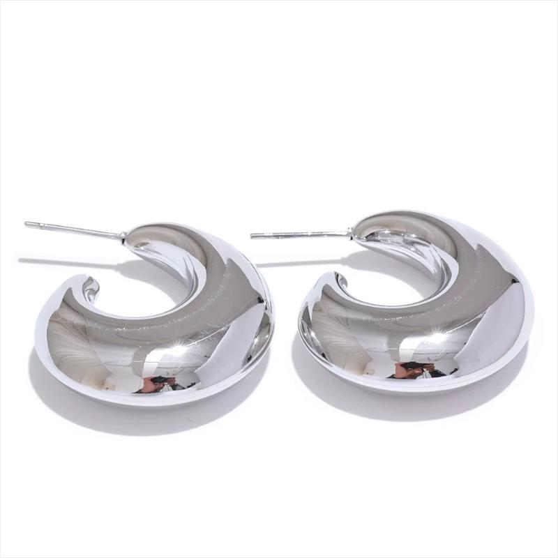 Huajie Luxus Metall C-Form Ohrringe für Damen Exquisit Bankett High-End Edelstahl Mode Ohr